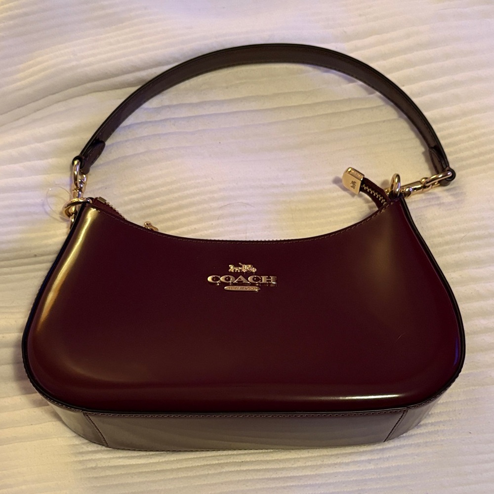 Coach Deep Burgundy Glossy Shoulder Bag